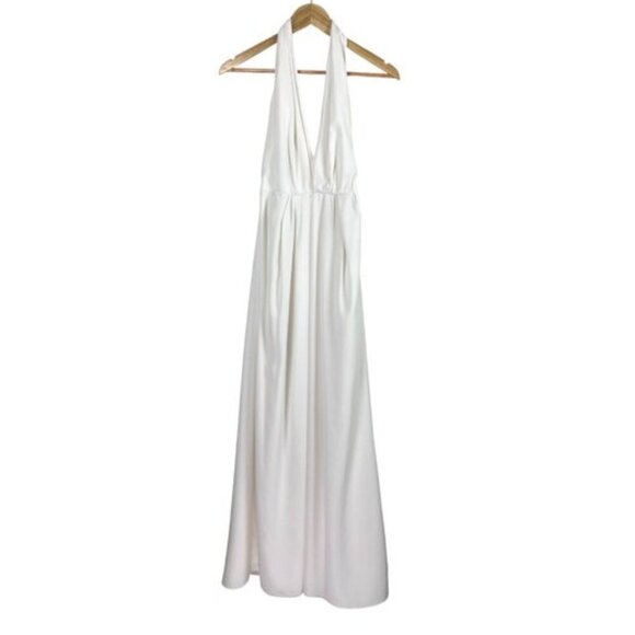 JILL JILL STUART V NECK PLEATED OFF WHITE GOWN - Picture 4 of 9